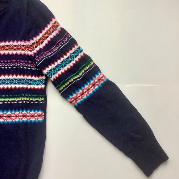 GAP “Crazy Stripe” Crewneck Navy Blue Sweater - Picture 2 of 6